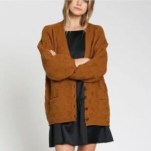 Anthropologie DRA Oversized Puff Sleeve Enzo Cardigan Sweater Size M